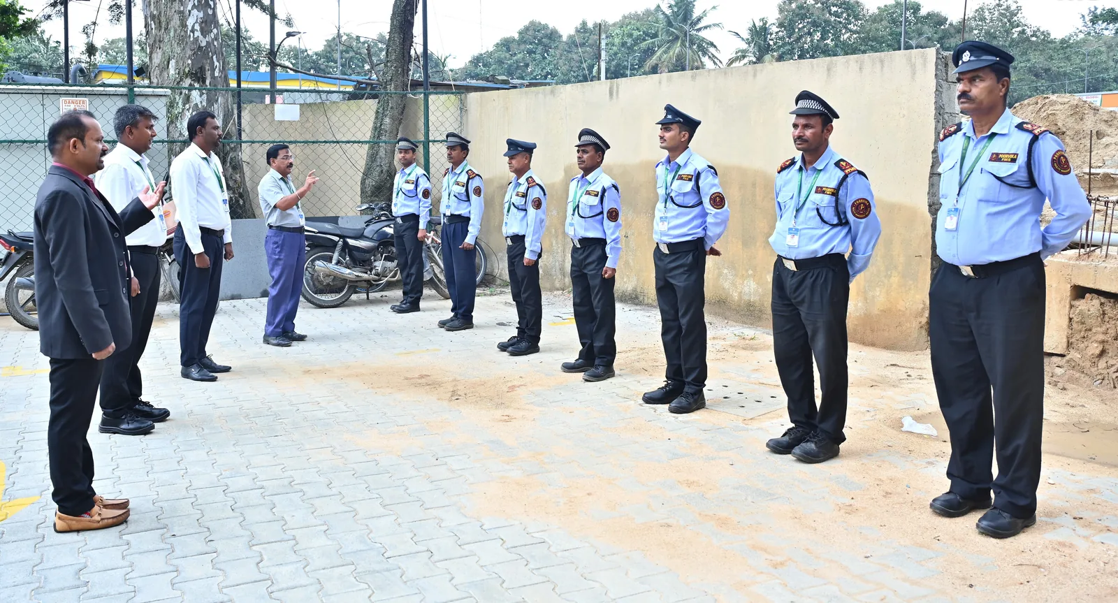 Poorvika FMS guard team lined up for inspection